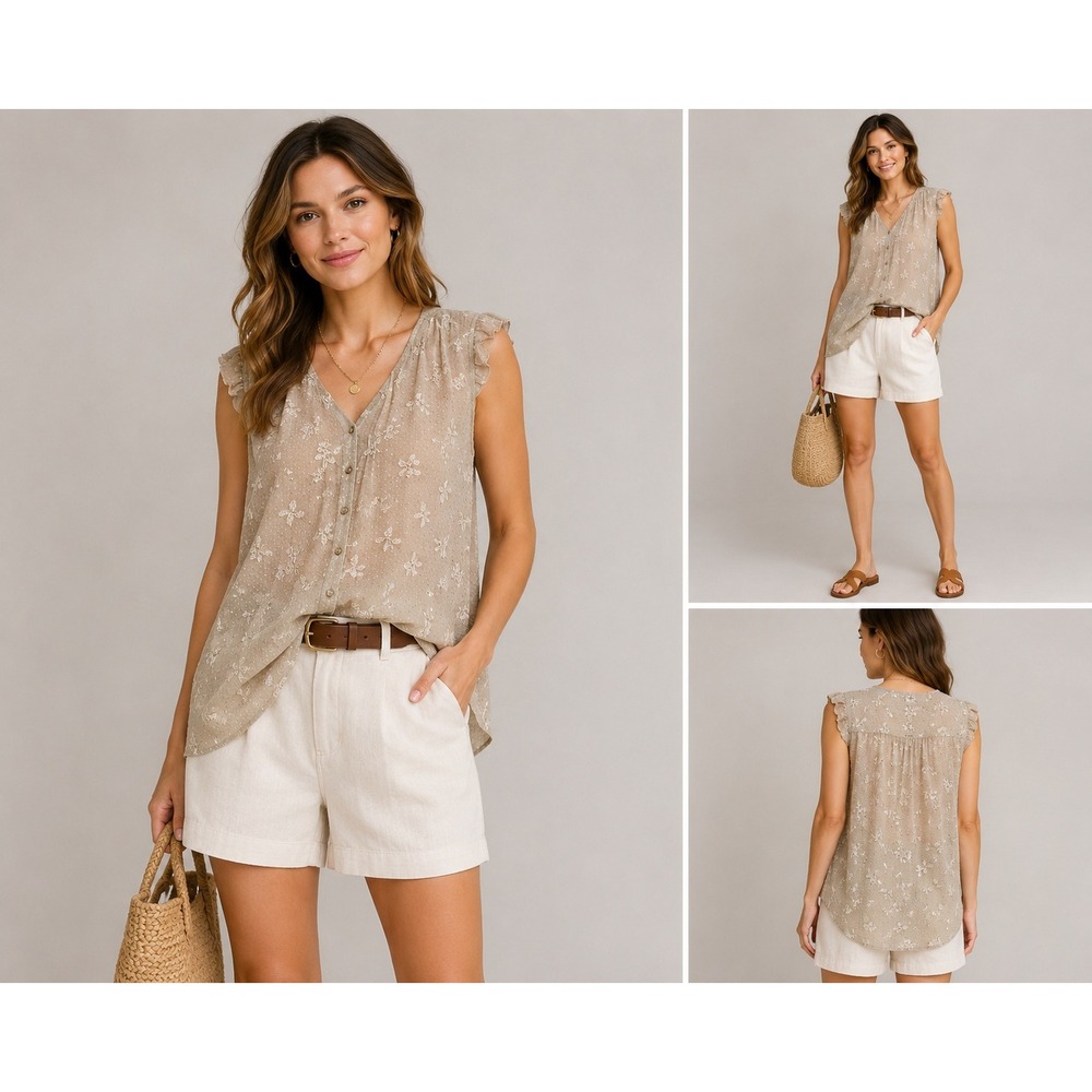 Matilda Jane Women's Sleeveless Butterfly Print Top Blouse Small
